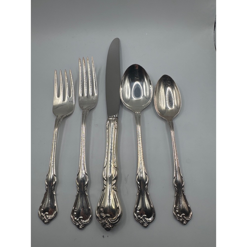 Reed & Barton Cottage Rose Silverplate 5 Piece Flatware Place Setting RDSCORO